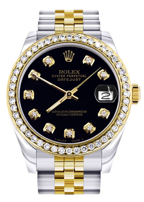 diamond black rolex|rolex watch with diamond bezel.